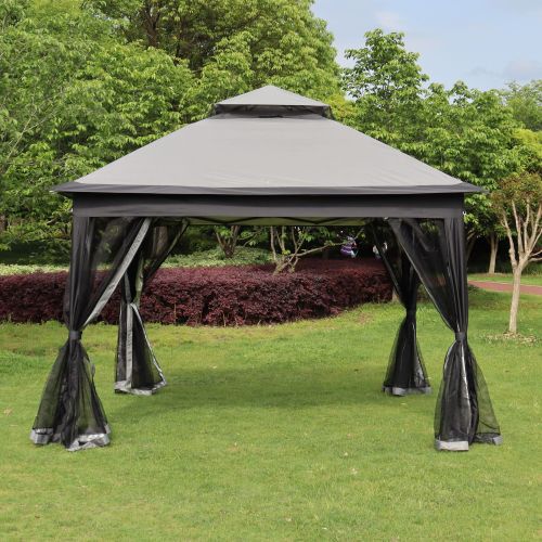 Outdoor 11x 11Ft Pop Up Gazebo Canopy With Removable Zipper Netting,2-Tier Soft Top Event Tent,Suitable For Patio Backyard Garden Camping Area Outdoor 11x 11Ft Pop Up Gazebo Canopy With Removable Zipper Netting,2-Tier Soft Top Event Tent,Suitable For Patio Backyard Garden Camping Area