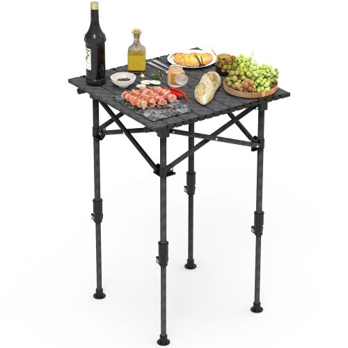 Portable Folding Camping Table With Adjustable Height Rustproof Carbon Steel Foldable Roll-Up Camping Table for Picnic Camping Hiking Beach BBQ Portable Folding Camping Table With Adjustable Height Rustproof Carbon Steel Foldable Roll-Up Camping Table for Picnic Camping Hiking Beach BBQ